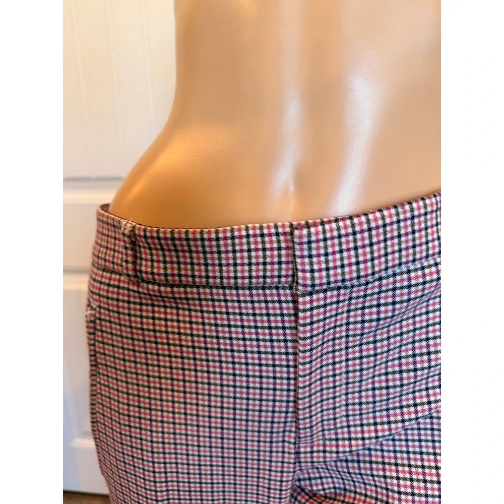 Banana Republic Sloan Tattersall Pink Navy Plaid Slim Ankle Pants 8 Career Offic
